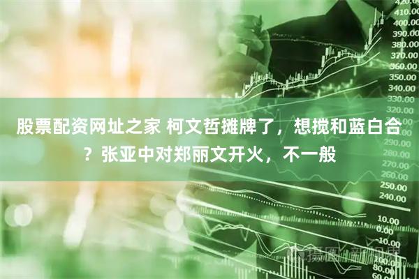 股票配资网址之家 柯文哲摊牌了，想搅和蓝白合？张亚中对郑丽文开火，不一般